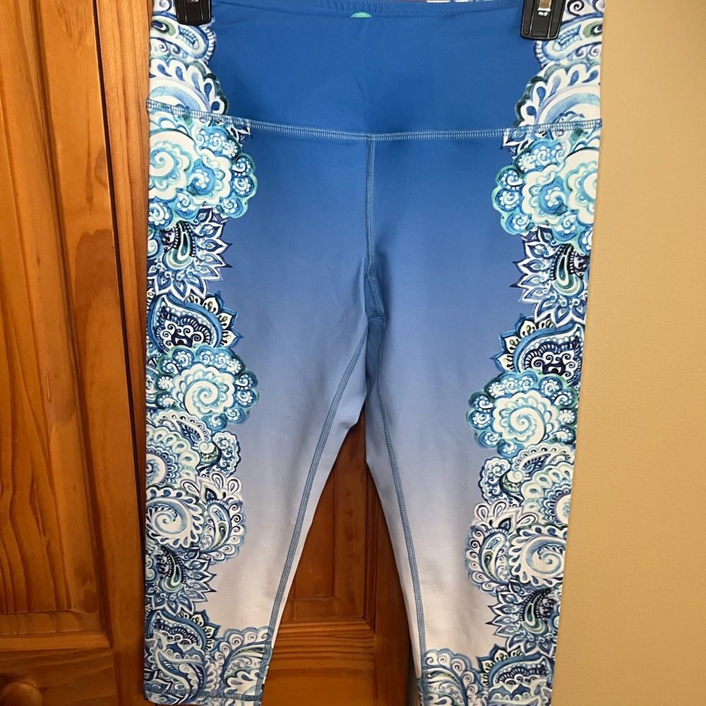 Luna Jai Blue Patterned Cropped Leggings NWT L